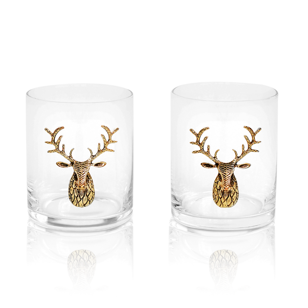 Gold Stag Deer Whiskey Glasses - Image 4