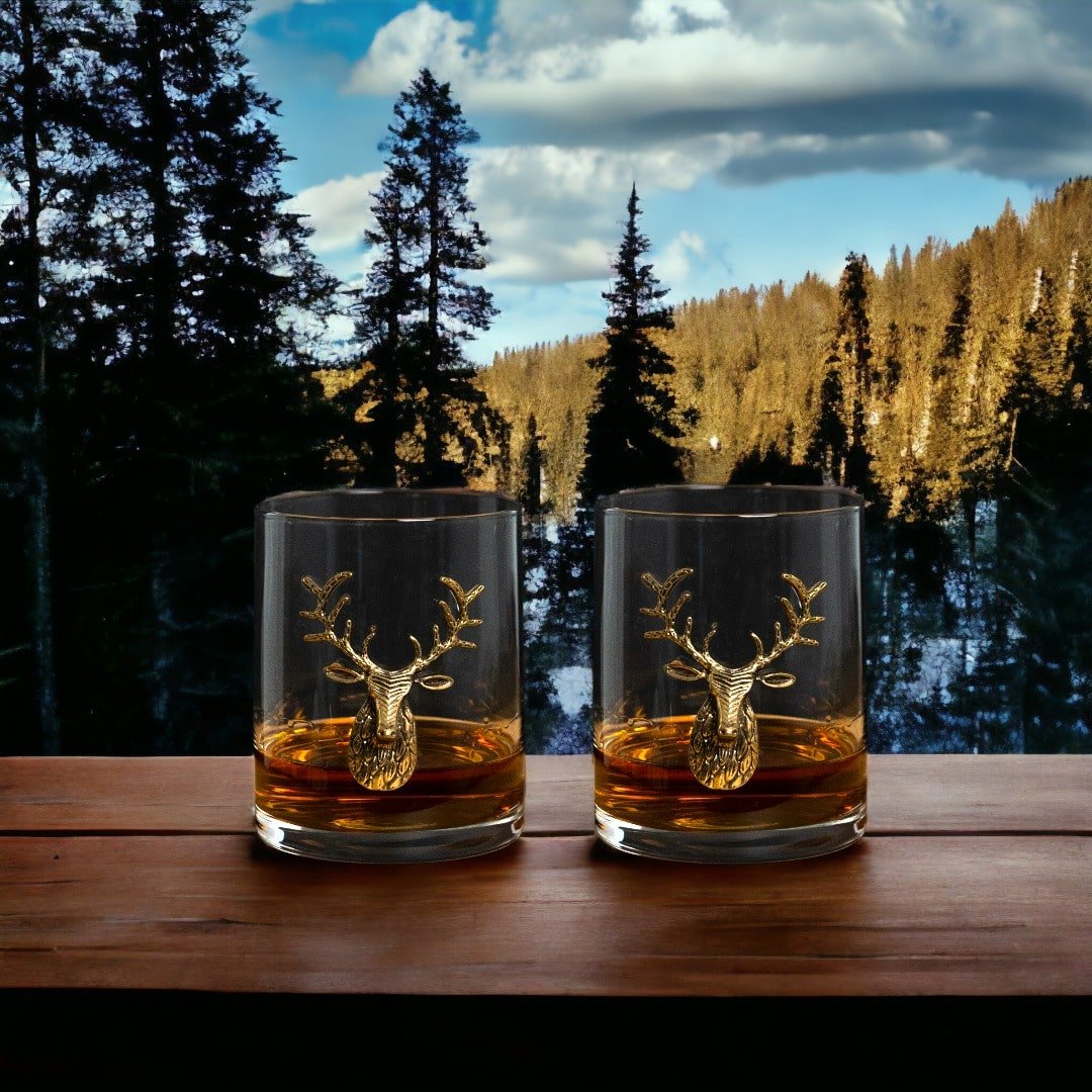 Gold Stag Deer Whiskey Glasses - Image 6