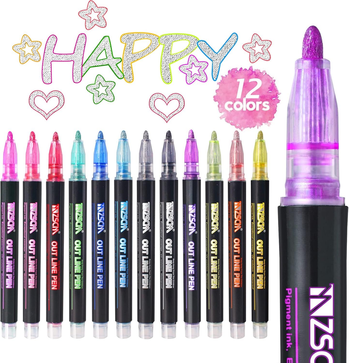 Outline Markers | 12 Color Set - Image 2