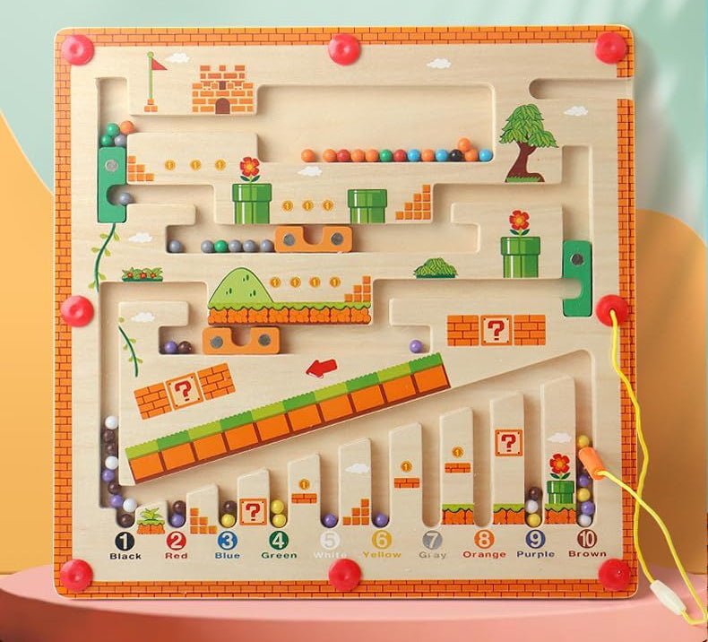 Wooden Magnetic Maze Board Educational Marble Puzzle Game - Image 9