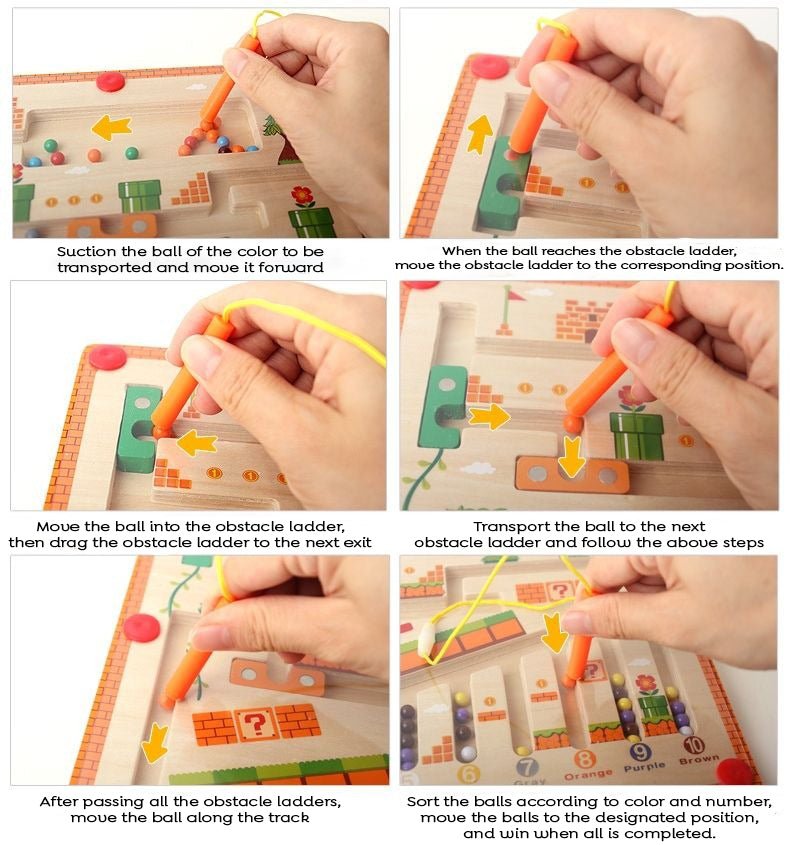 Wooden Magnetic Maze Board Educational Marble Puzzle Game - Image 4