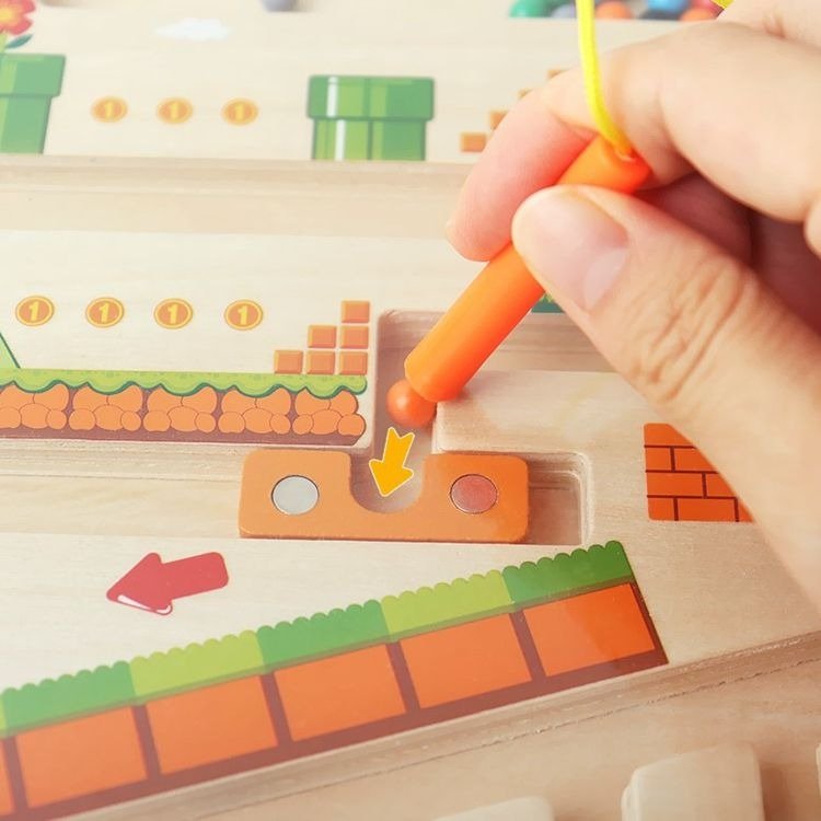 Wooden Magnetic Maze Board Educational Marble Puzzle Game - Image 5